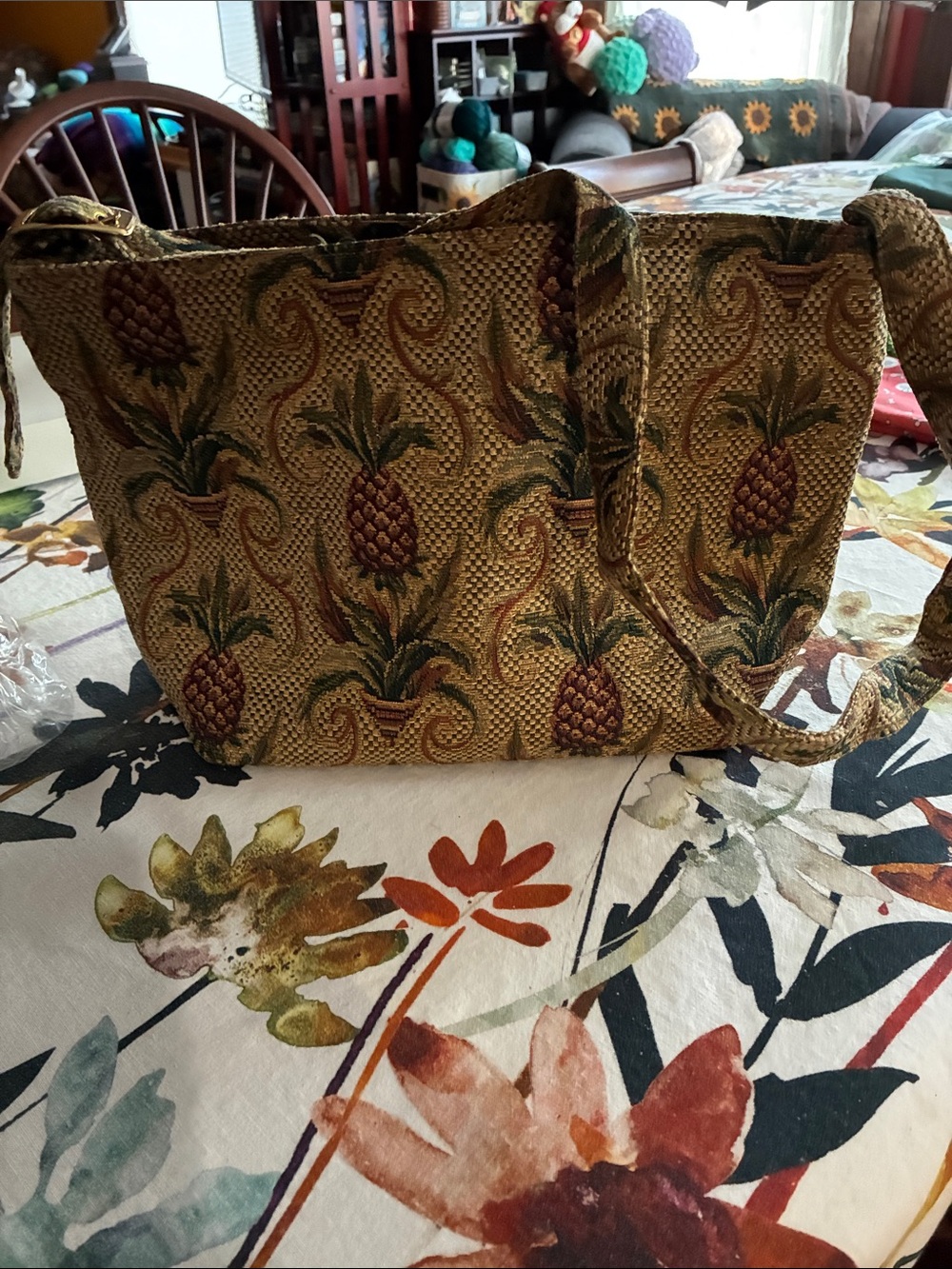 NWT Orvis Pineapple Tsoestry Jacquard Tote Bag
